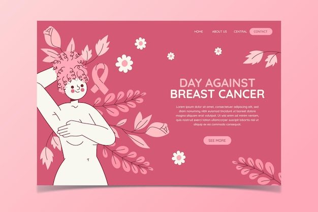 Free vector hand drawn flat international day against breast cancer landing page template