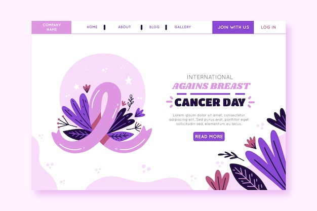 Free vector hand drawn flat international day against breast cancer landing page template