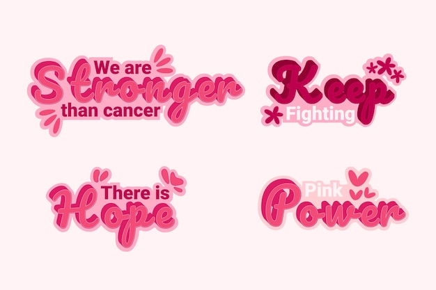 Free vector hand drawn flat international day against breast cancer lettering labels collection