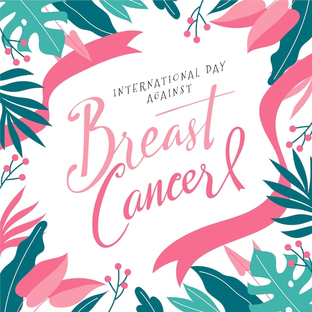 Free vector hand drawn flat international day against breast cancer lettering