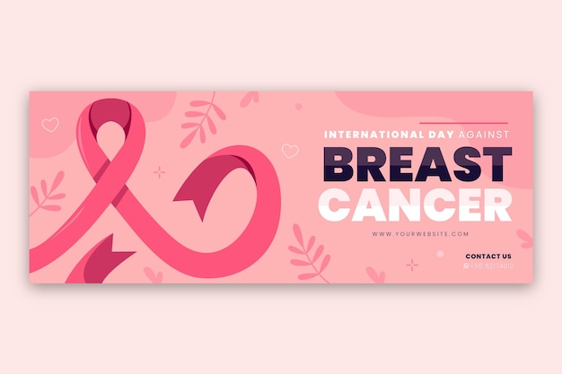無料ベクター 乳がんソーシャルメディアカバーテンプレートに対して手描きフラット国際日
