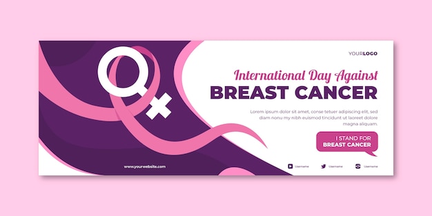 무료 벡터 유방암 소셜 미디어 표지 템플릿에 대한 손으로 그린 평평한 국제의 날