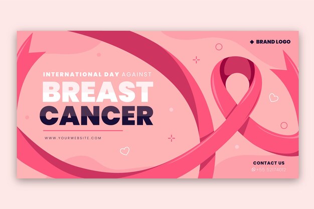 Hand drawn flat international day against breast cancer social media post template