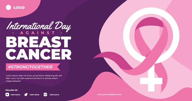 Hand drawn flat international day against breast cancer social media post template