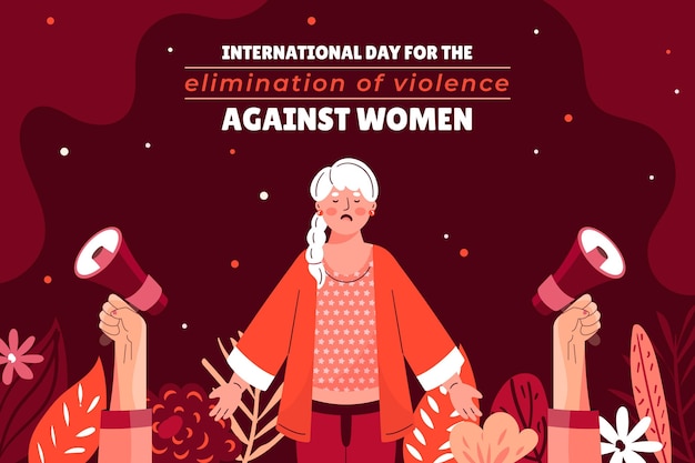 Hand drawn flat international day for the elimination of violence against women background