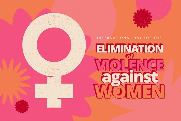 女性に対する暴力撤廃のための手描きのフラットな国際デー背景