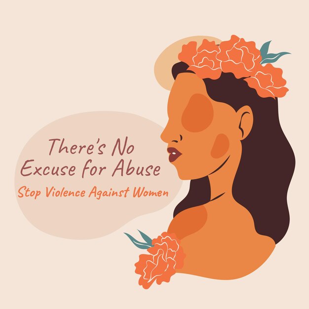 여성에 대한 폭력 제거를 위한 손으로 그린 평평한 국제의 날 일러스트레이션