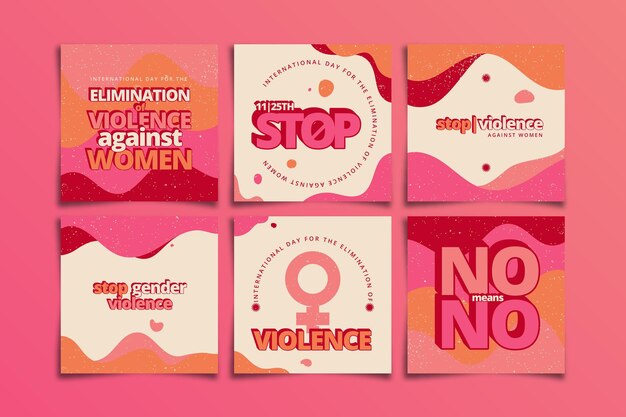 Hand drawn flat international day for the elimination of violence against women instagram posts collection