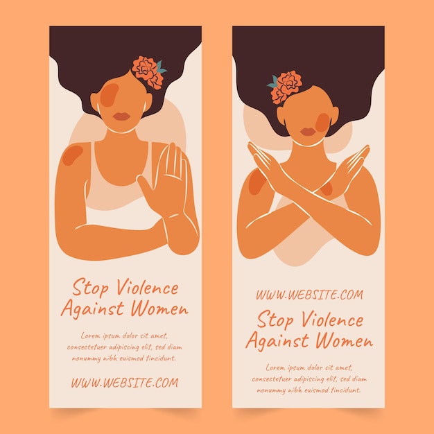 Free vector hand drawn flat international day for the elimination of violence against women vertical banners set