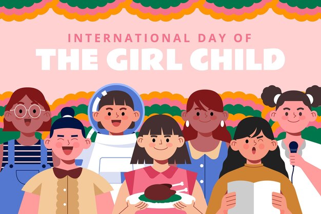 Hand drawn flat international day of the girl child background