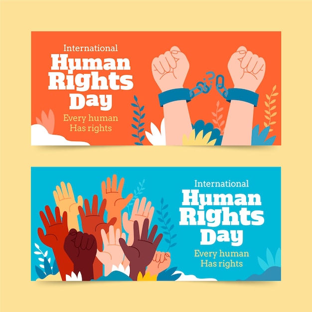 Hand drawn flat international human rights day banners set