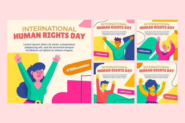 hand drawn flat international human rights day instagram posts collection