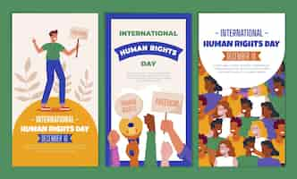 Free vector hand drawn flat international human rights day instagram stories collection