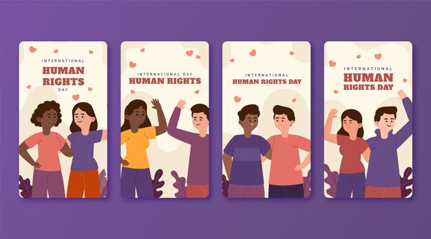 Hand drawn flat international human rights day instagram stories collection