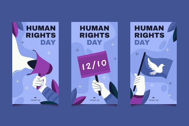 Hand drawn flat international human rights day instagram stories collection