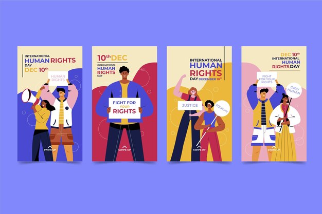 hand drawn flat international human rights day instagram stories collection
