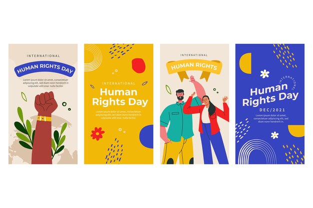 hand drawn flat international human rights day instagram stories collection