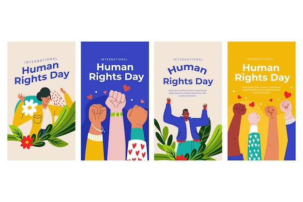 Hand drawn flat international human rights day instagram stories collection