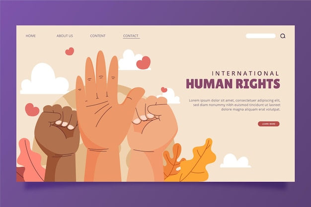 Hand drawn flat international human rights day landing page template