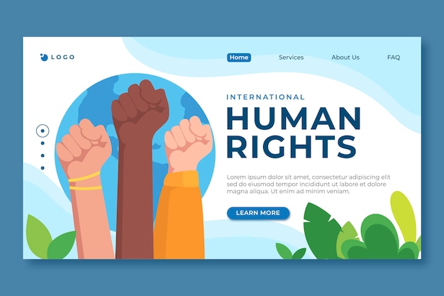 Free vector hand drawn flat international human rights day landing page template