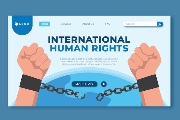 Free vector hand drawn flat international human rights day landing page template