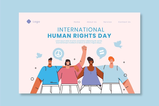 Hand drawn flat international human rights day landing page template