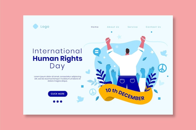 Hand drawn flat international human rights day landing page template