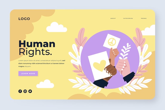 Hand drawn flat international human rights day landing page template