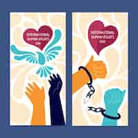 Free vector hand drawn flat international human rights day vertical banners set