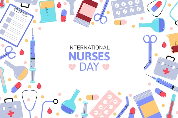 Hand drawn flat international nurses day background