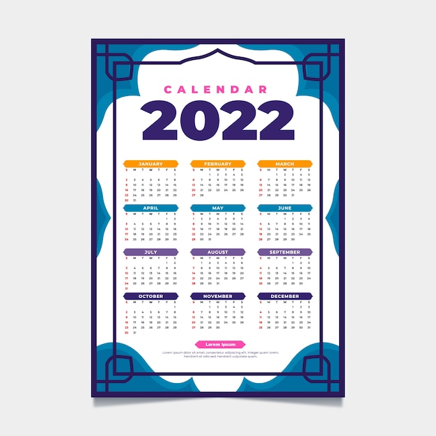 Hand drawn flat islamic calendar template