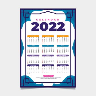 Hand drawn flat islamic calendar template