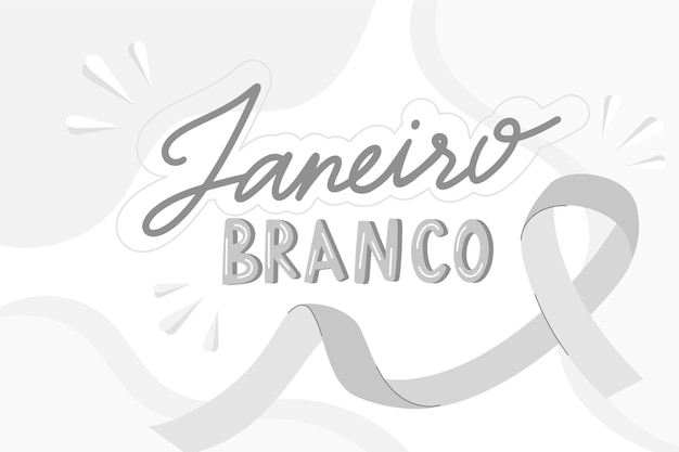 Vettore gratuito lettering janeiro branco piatto disegnato a mano