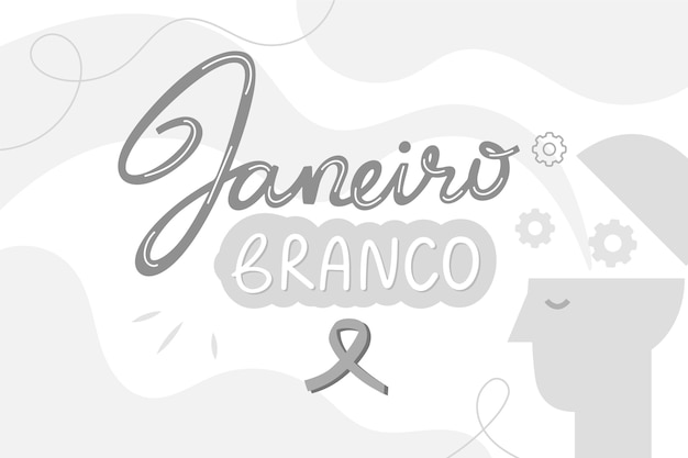 Lettering janeiro branco piatto disegnato a mano