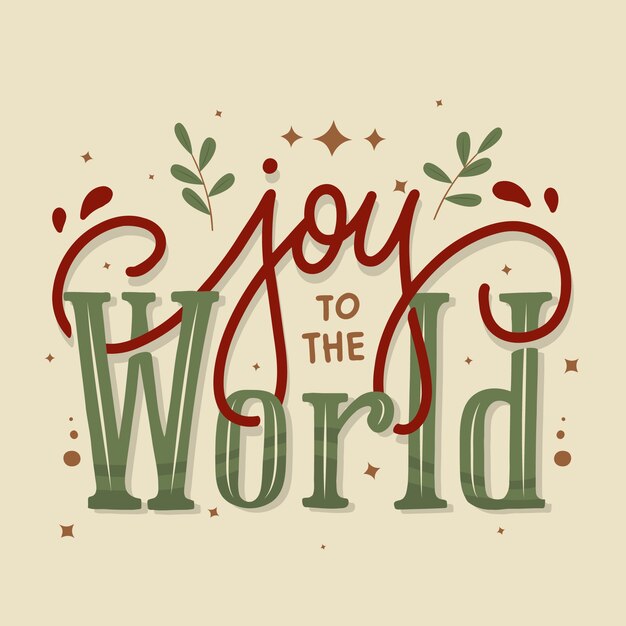 Hand drawn flat joy to the world lettering