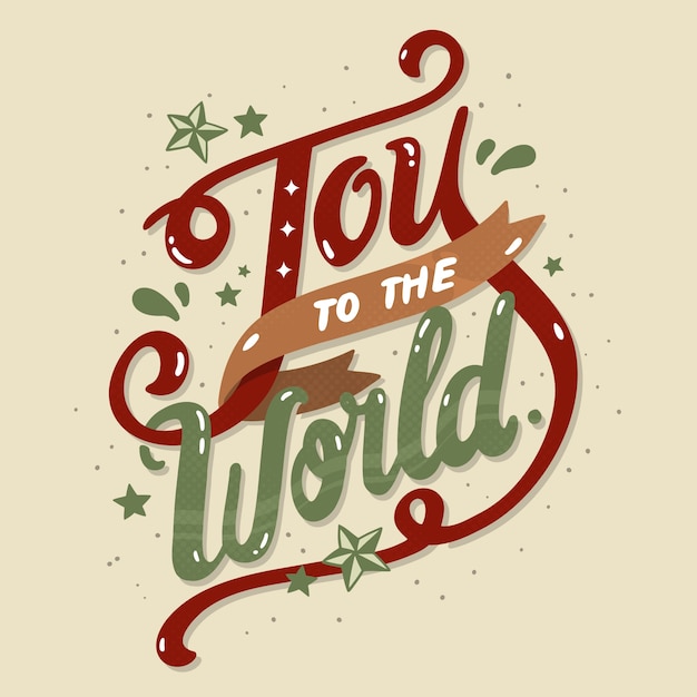 Hand drawn flat joy to the world lettering