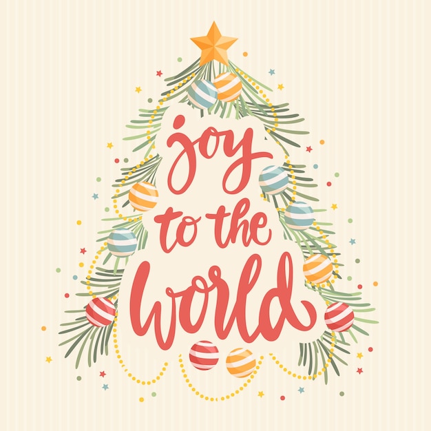 Free vector hand drawn flat joy to the world lettering