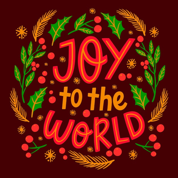 Free vector hand drawn flat joy to the world lettering