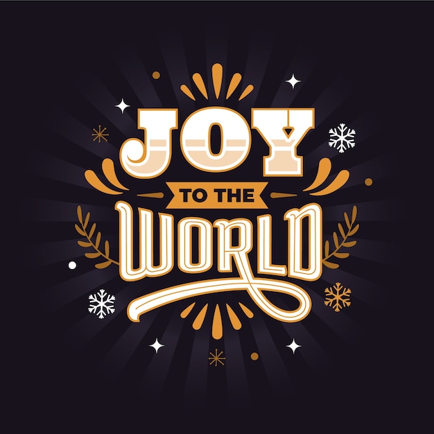 Hand drawn flat joy to the world lettering