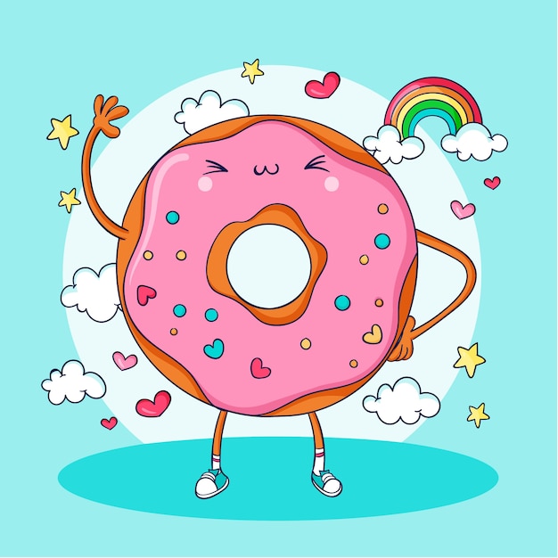 Free vector hand drawn flat kawaii illustration