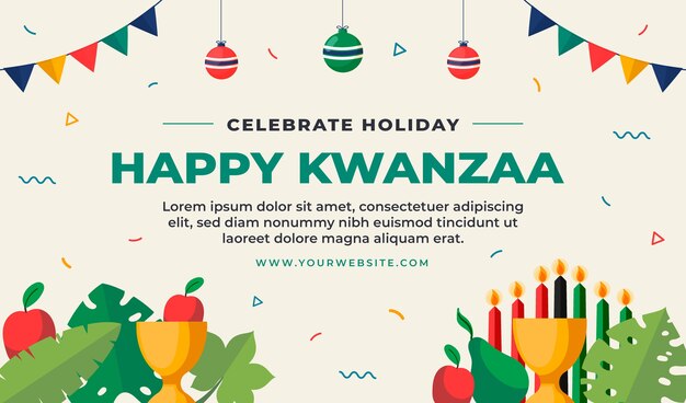 Hand drawn flat kwanzaa background