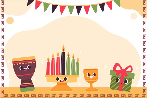 Hand drawn flat kwanzaa background