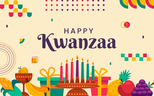 Hand drawn flat kwanzaa background