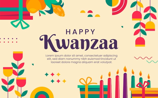 손으로 그린 평면 kwanzaa 배경