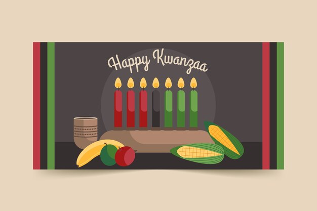 Free vector hand drawn flat kwanzaa horizontal banner template