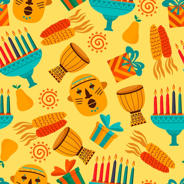 Hand drawn flat kwanzaa pattern design