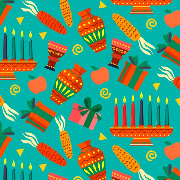 Hand drawn flat kwanzaa pattern design