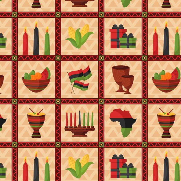 Hand drawn flat kwanzaa pattern design