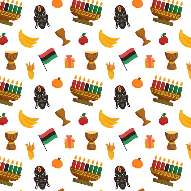 Free vector hand drawn flat kwanzaa pattern design