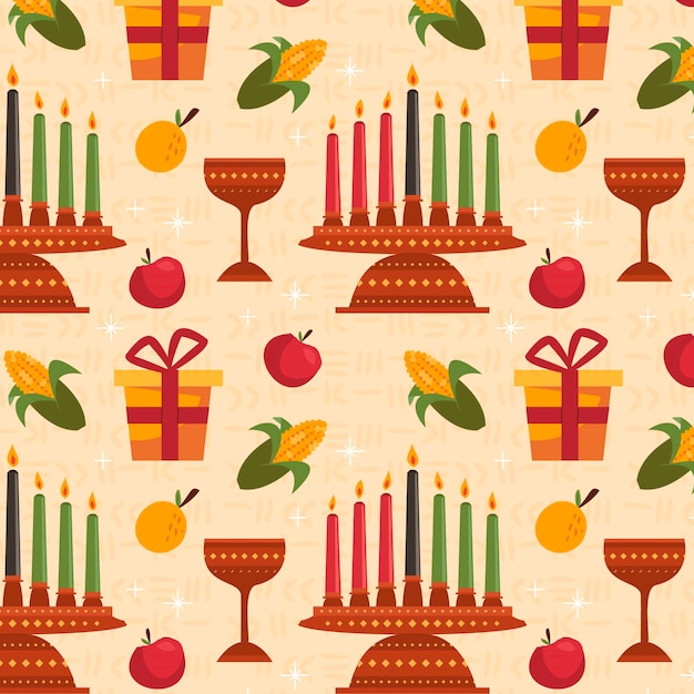 Free vector hand drawn flat kwanzaa pattern design